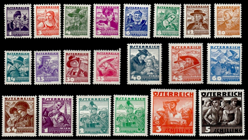 Austria Stamp Yvert 441/458+482/483