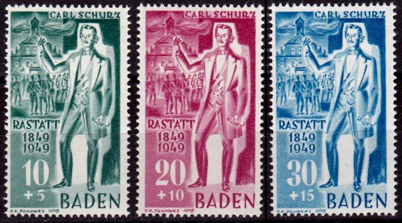 Briefmarke Franz. Zone - Baden Michel 50/52