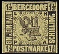 Briefmarke Altdeutschland - Bergedorf Michel 3