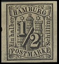 Briefmarke Altdeutschland - Hamburg Michel 1