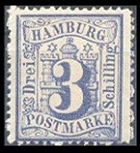 Briefmarke Altdeutschland - Hamburg Michel 15