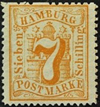 Briefmarke Altdeutschland - Hamburg Michel 17