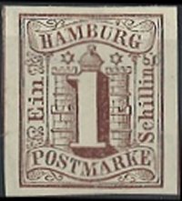 Briefmarke Altdeutschland - Hamburg Michel 2 - zum Schließen ins Bild klicken