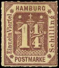 Briefmarke Altdeutschland - Hamburg Michel 20