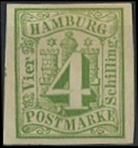 Briefmarke Altdeutschland - Hamburg Michel 5