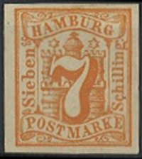 Briefmarke Altdeutschland - Hamburg Michel 6 - zum Schließen ins Bild klicken