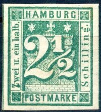 Briefmarke Altdeutschland - Hamburg Michel 9 - zum Schließen ins Bild klicken