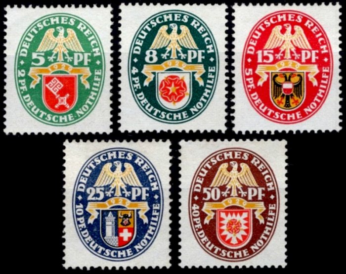 Briefmarke Deutsches Reich Michel 430/434