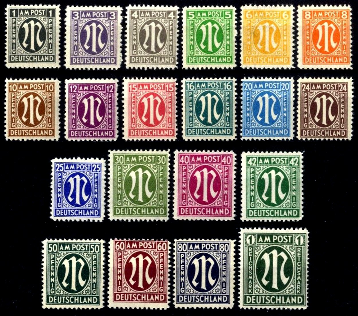 Briefmarke Bizone Michel 16/35