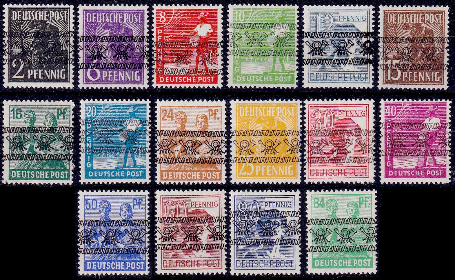 Briefmarke Bizone Michel 36-I/51-I