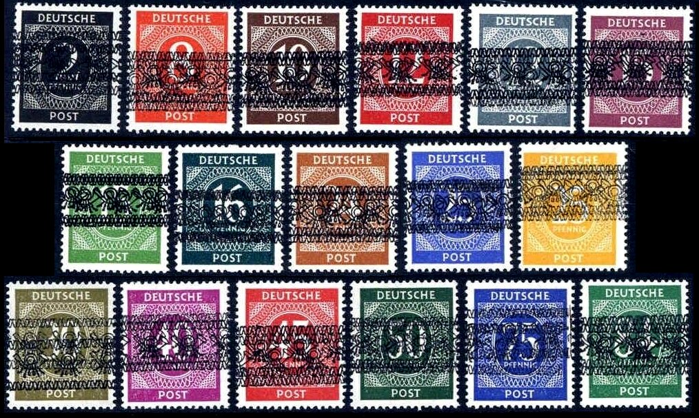 Briefmarke Bizone Michel 52-I/68-I