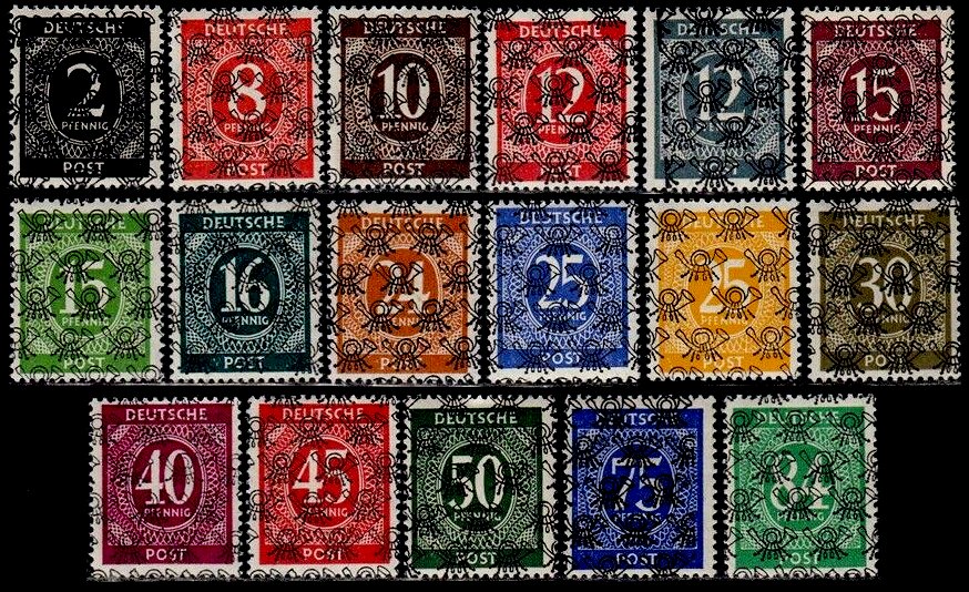 Briefmarke Bizone Michel 52-II/68-II
