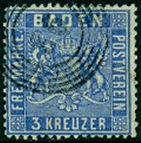 Briefmarke Altdeutschland - Baden Michel 10 - zum Schließen ins Bild klicken