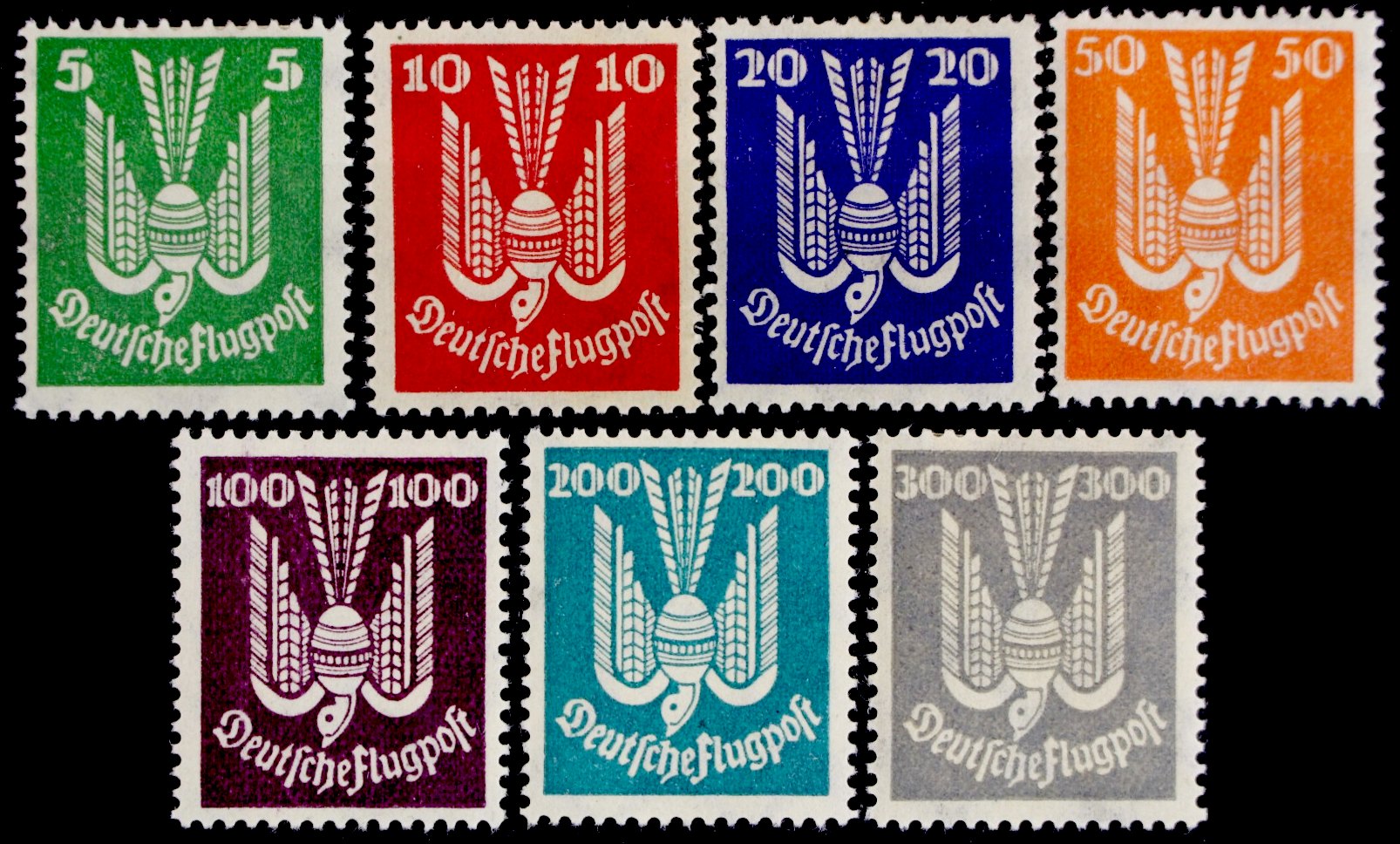 Briefmarke Deutsches Reich Michel 344/350 - zum Schließen ins Bild klicken