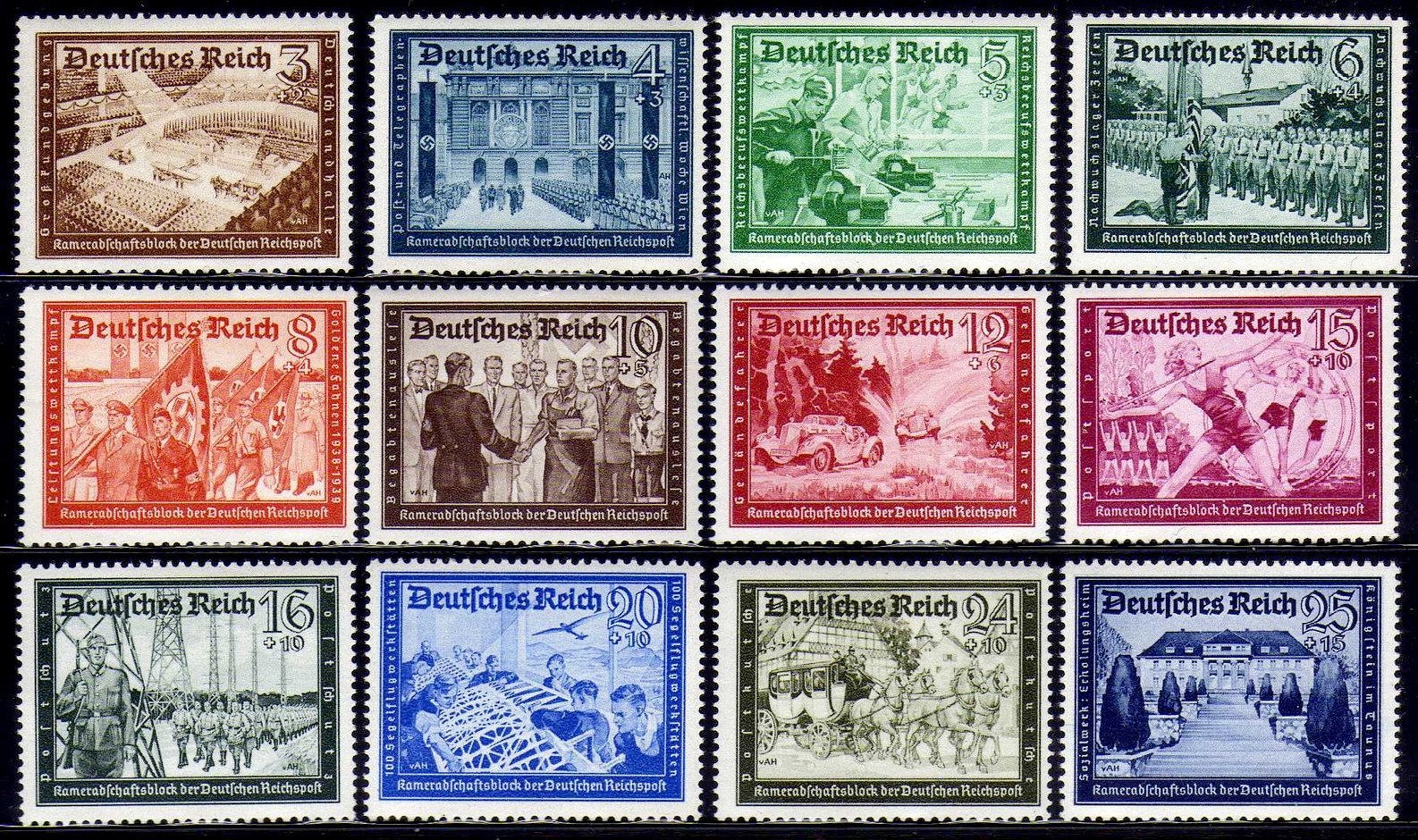 Briefmarke Deutsches Reich Michel 702/713 - zum Schließen ins Bild klicken